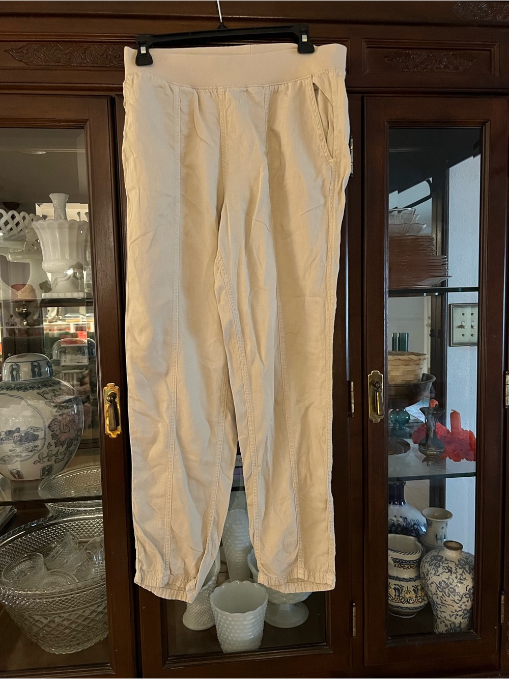 Women’s Faherty Linen/cotton blend khaki jogger pants size S